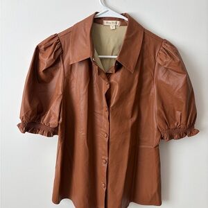 Shop Stevie Caramel Puff Sleeve Blouse